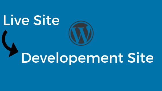 Graphic indicating live WordPress website copying to development website